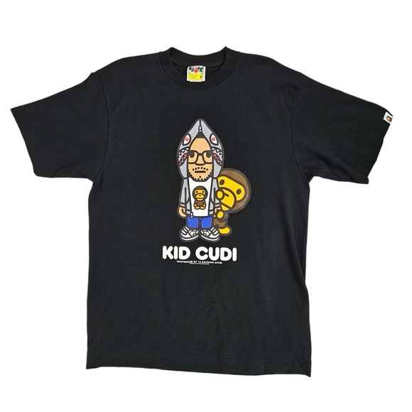 Kid Cudi x A Bathing Ape Shark Milo T-shirt Black Tee Rare 2009 Bape M Medium